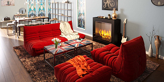 Кресло в интерьере гостиной-1, Комплект диванов и кресел ДеФранс с пуфом